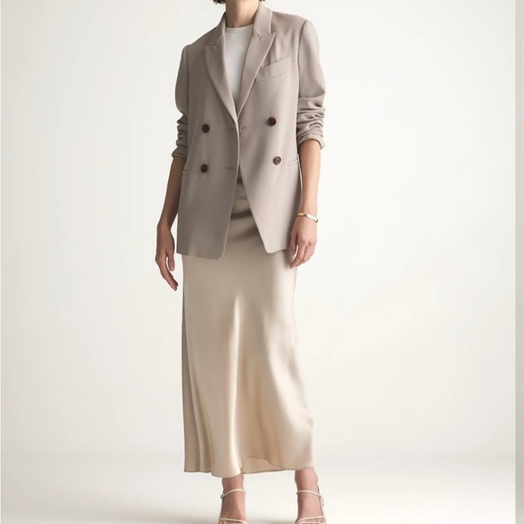 Quince Women’s 100% Washable Silk Cream Maxi Above Ankle Slip Skirt Resort Wear - Picture 13 of 16